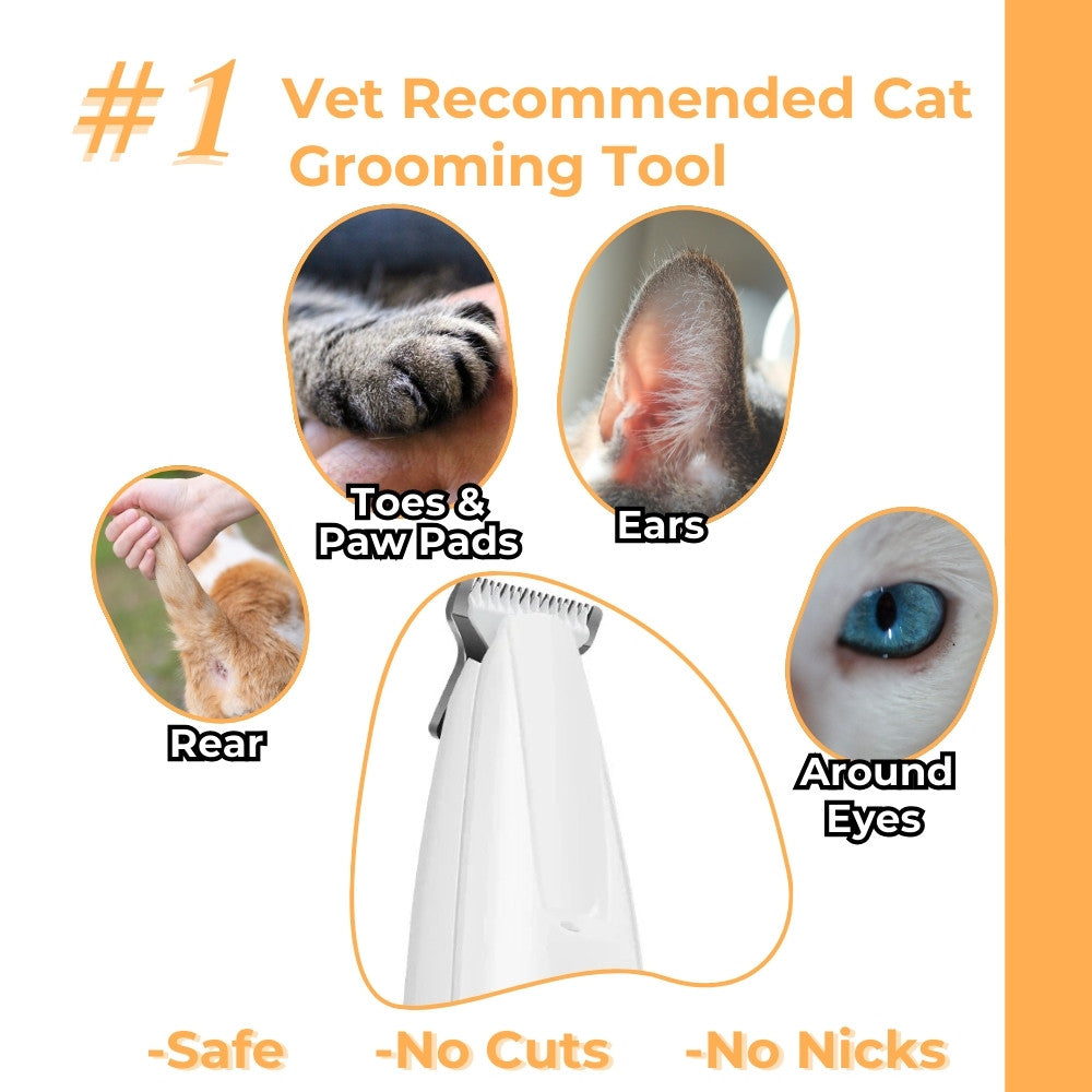 Trimming fur around a cat's paw pads