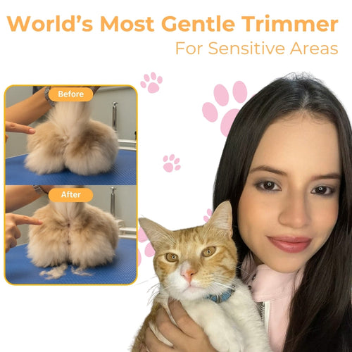 Cat paw fur before and after a trim
